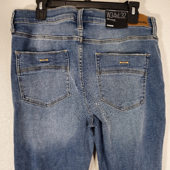 RSQ Men’s Size 34 × 32 Slim Vintage Flex‎ Jeans Distressed Blue NWT New - Picture 6 of 9